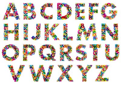 Poster  Lettres de l'alphabet multicolore artistique