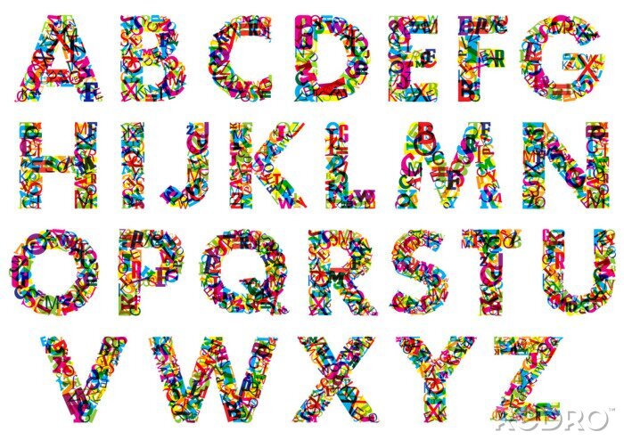 Poster  Lettres de l'alphabet multicolore artistique