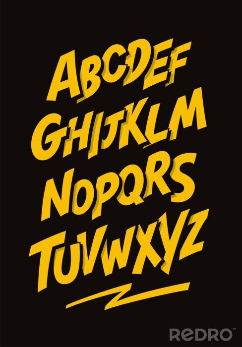 Poster  Lettres jaunes sur fond noir