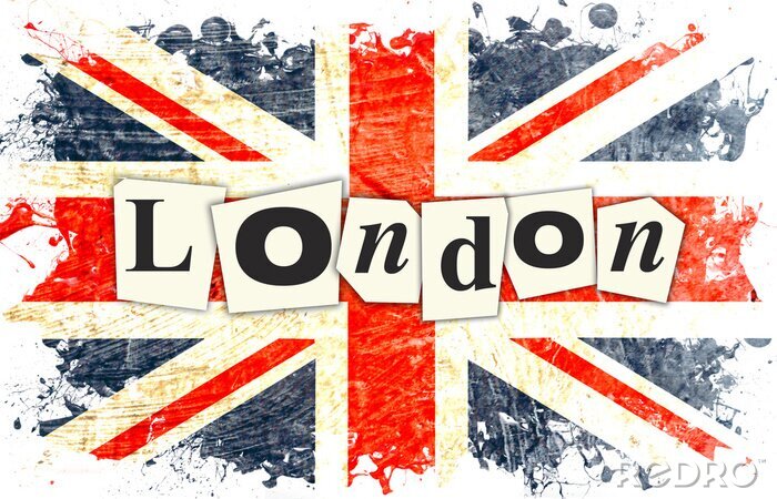 Poster  Lettres noires et drapeau