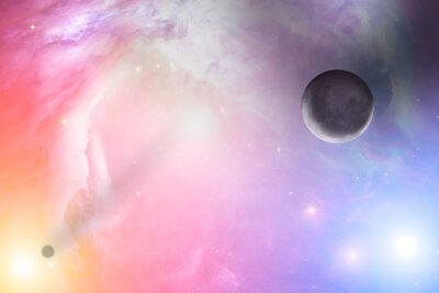 Lever de soleil coloré et les planètes