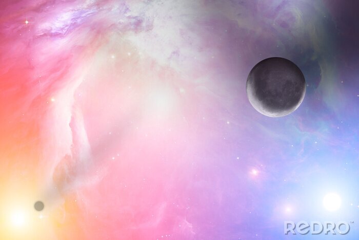 Poster  Lever de soleil coloré et les planètes