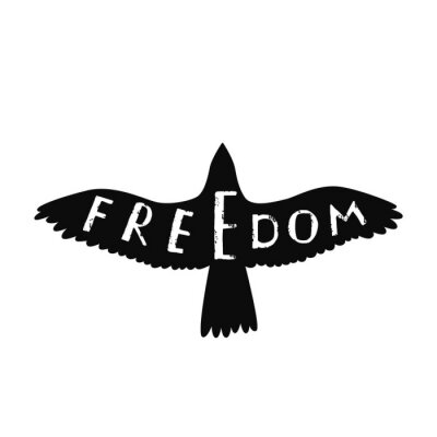 Poster  Liberté. Citation inspirée au sujet de la liberté dans l'oiseau de vol de forme.