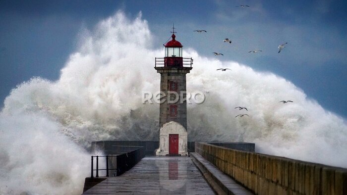 Poster  Lighthouse under storm