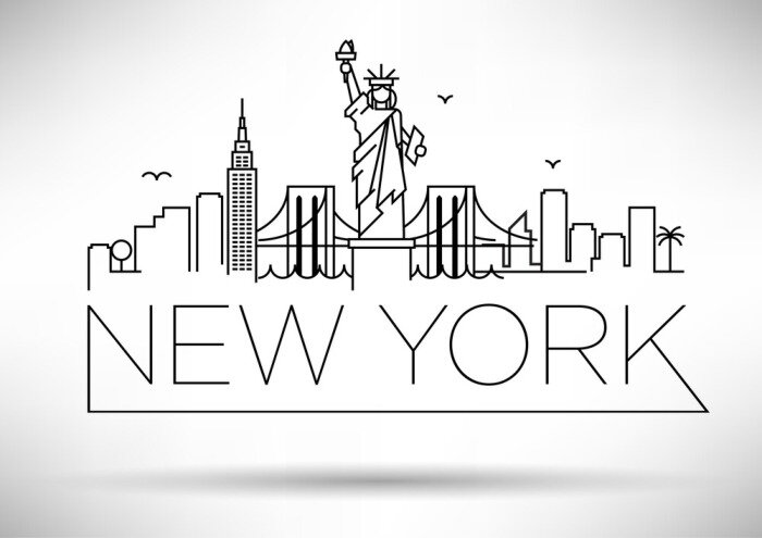 Poster  Linear New York City Skyline avec design typographique