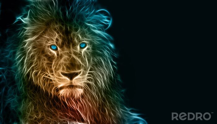 Poster  Lion 3D en couleurs