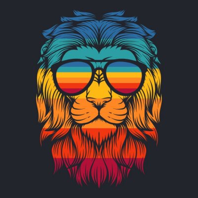 Poster  Lion à lunettes