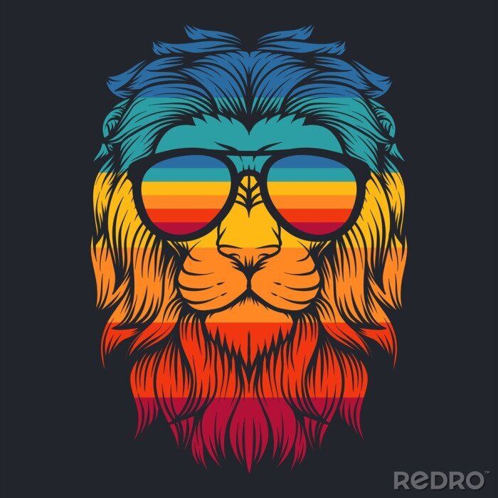 Poster  Lion à lunettes