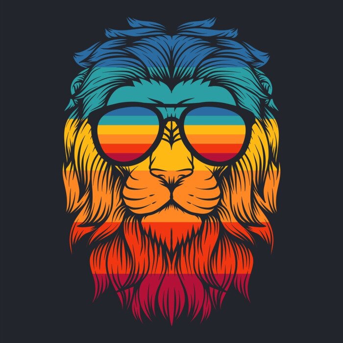 Poster  Lion à lunettes