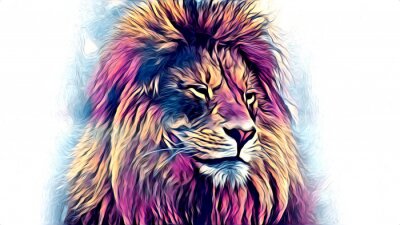 Poster  Lion d'Afrique aux couleurs violettes