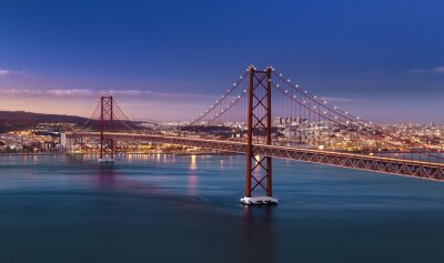 Poster  Lisbonne Portugal et le pont de nuit