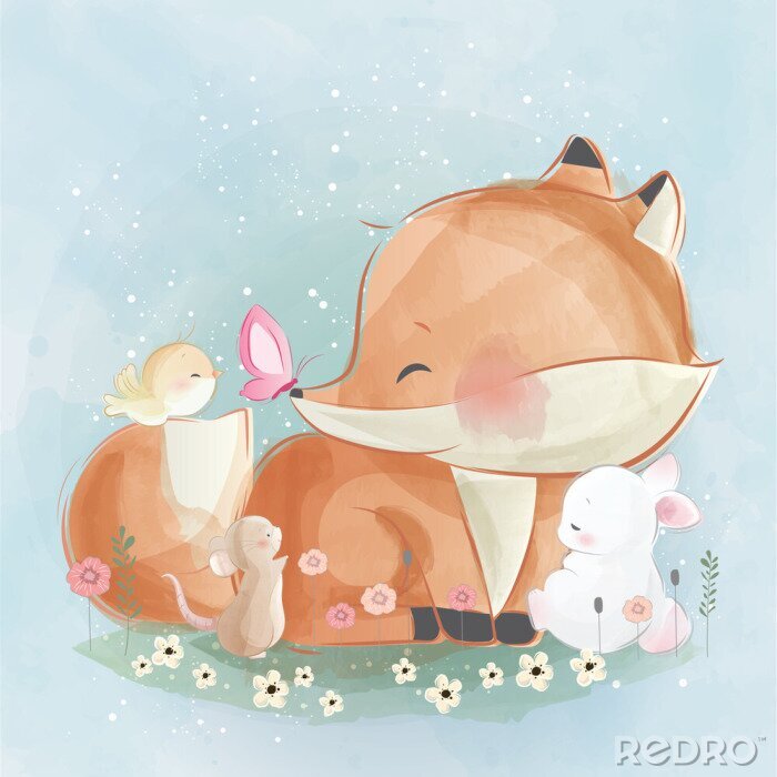 Poster  Little Fox and His Friends