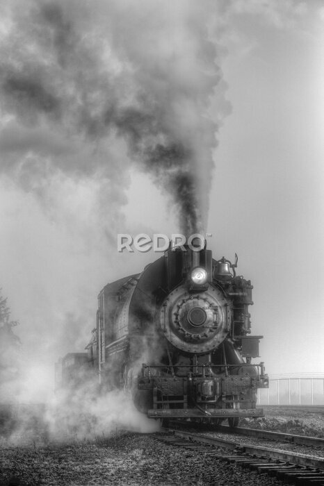 Poster  Locomotive à vapeur noir et blanc