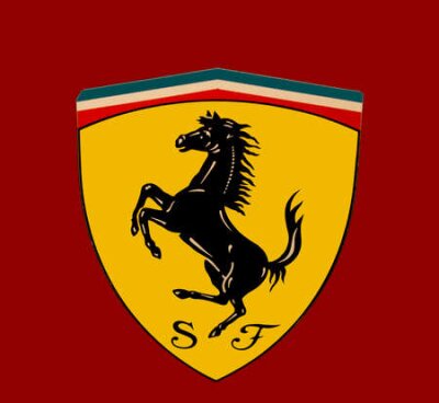 Poster  Logo Ferrari représentant un cheval noir sur fond jaune