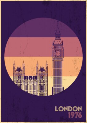 Poster  Londres aux graphismes rétro