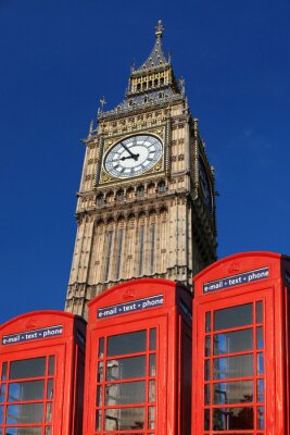 Poster  Londres Big Ben et cabines téléphoniques