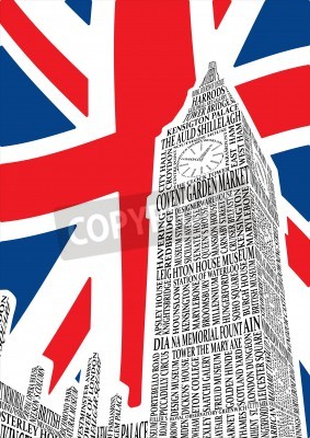 Poster  Londres Big Ben sur le fond du drapeau