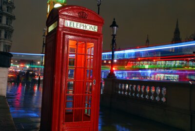 Poster  Londres et cabine téléphonique la nuit