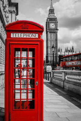 Poster  Londres et cabine téléphonique rétro