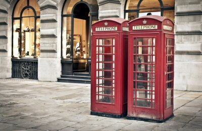 Poster  Londres et cabines téléphoniques dans la rue