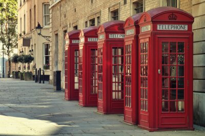 Poster  Londres et cabines téléphoniques traditionnelles