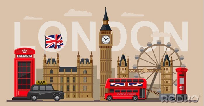 Poster  Londres et inscription aux attractions de la ville