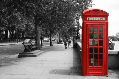 Poster  Londres et la cabine téléphonique au coin de la rue