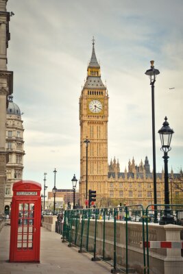 Poster  Londres et une cabine téléphonique avec Big Ben