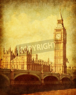 Poster  Londres vintage et Big Ben