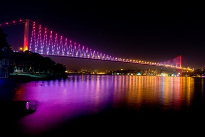 Lumières colorées sur un pont long