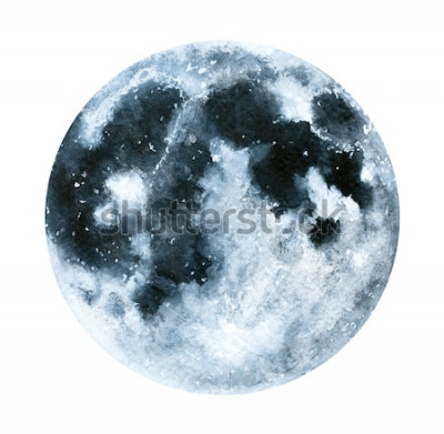 Poster  Lune de l'espace extra-atmosphérique à l'aquarelle