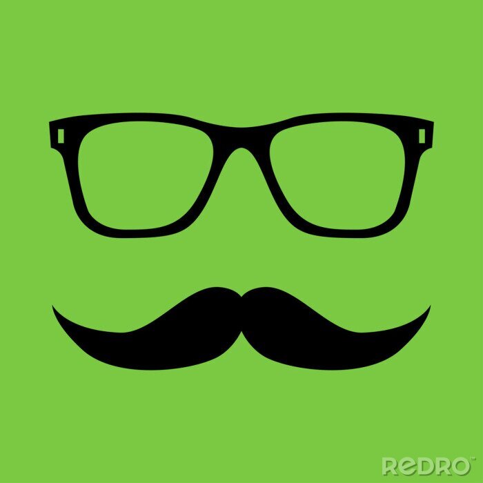 Poster  Lunettes et moustache sur fond vert