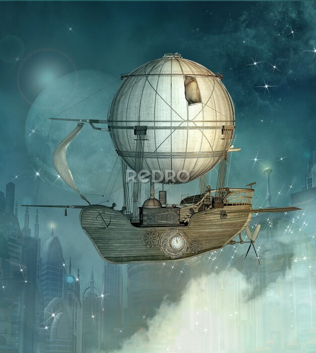 Poster  Machine volante steampunk