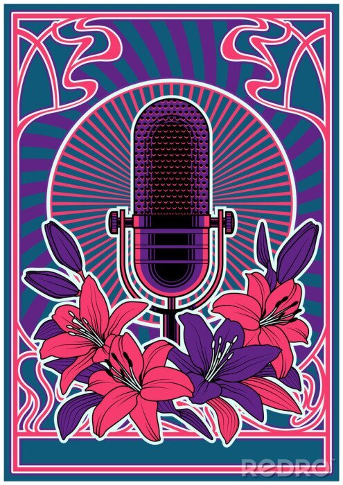 Poster  Magnifique microphone rétro
