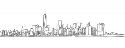 Sticker  Main, croquis, New York, ville, Horizon. Scribble vecteur