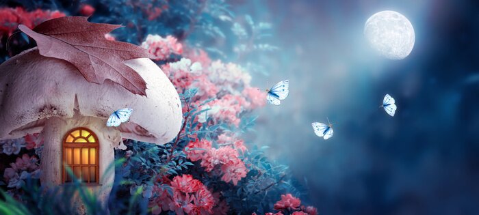 Poster  Maison de champignons de fantaisie