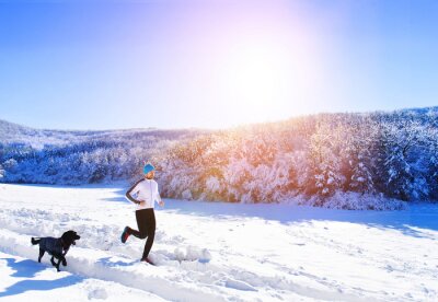 Poster  Man le jogging en hiver la nature