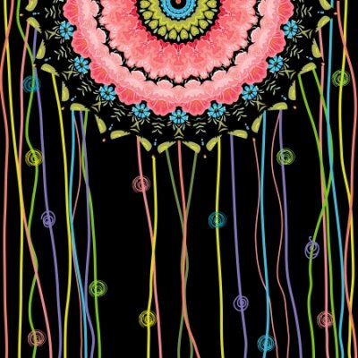 Poster  Mandala colorée sur fond noir