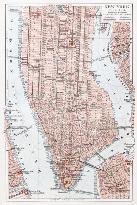 Poster  Manhattan sur une carte ancienne