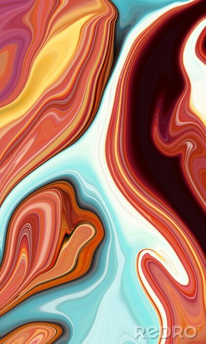 Poster  Marble abstract acrylic background. full color marbling artwork texture. Marbled ripple pattern.	