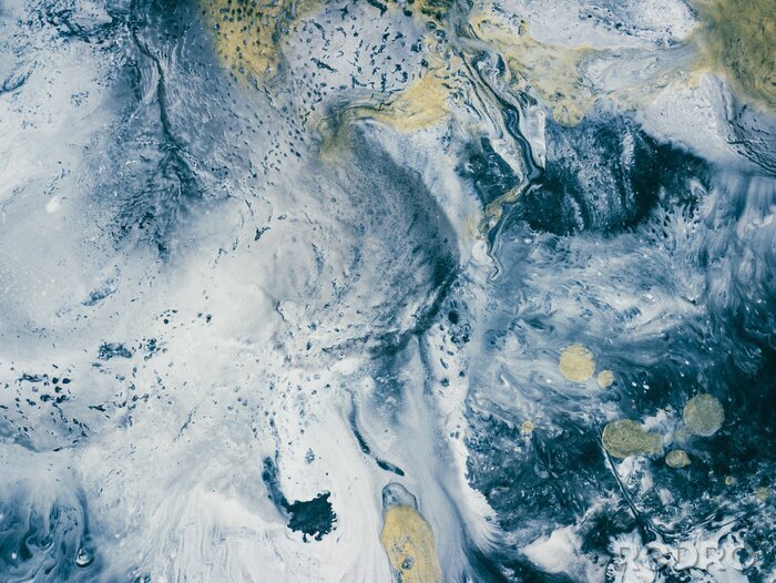 Poster  Marbre liquide bleu et jaune