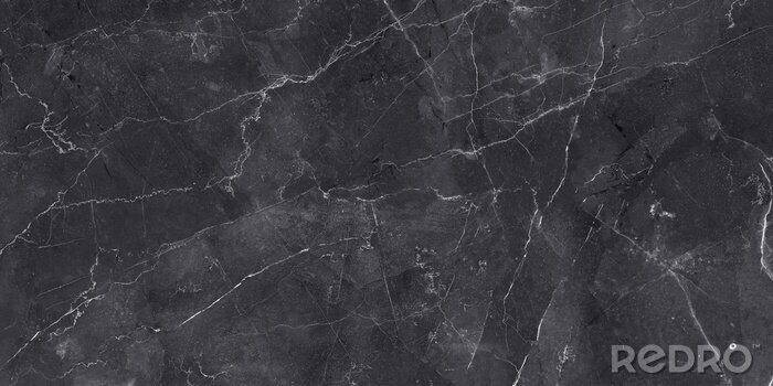 Poster  Marbre noir avec des lignes blanches