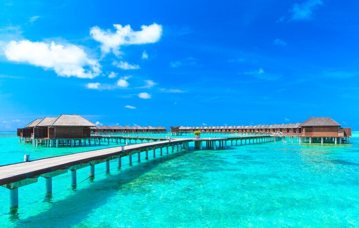 Poster  Mer exotique avec cabanes