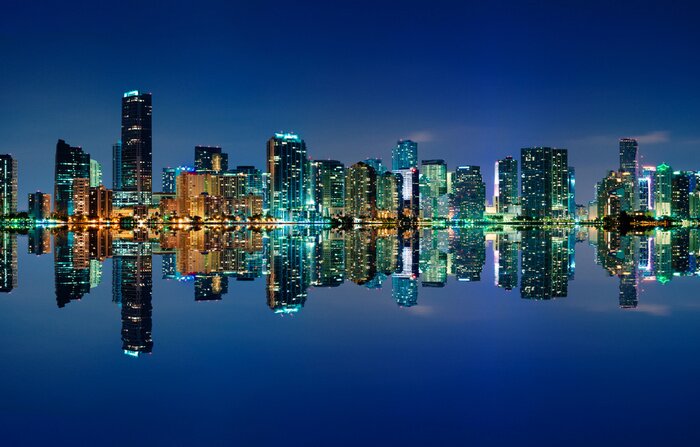 Poster  Miami Skyline de nuit