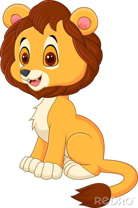 Poster Mignon Bebe Lion Marche Isole Blanc Fond Sur Mesure Redro Fr