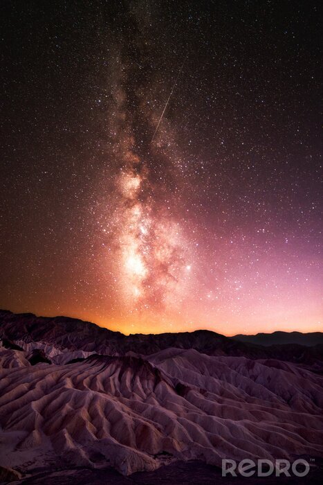 Poster  Milky Way with Flying Meteor at Death Valley National Park, California