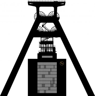 Poster  Mine de charbon, tour d'enroulement