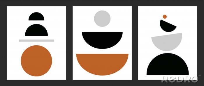 Poster  minimalist geometrical abstract art mid century modern style simple color palette artwork templates set of 3