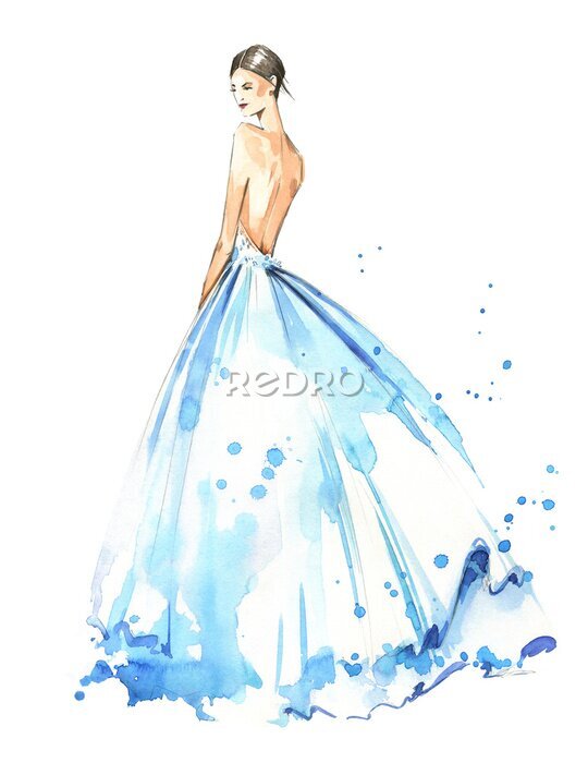 Poster  Modèle en robe bleue