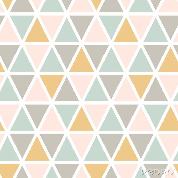 Poster  Modèle moderne abstrait triangle sans soudure. Style scandinave. Couleurs pastel Fond de vecteur.